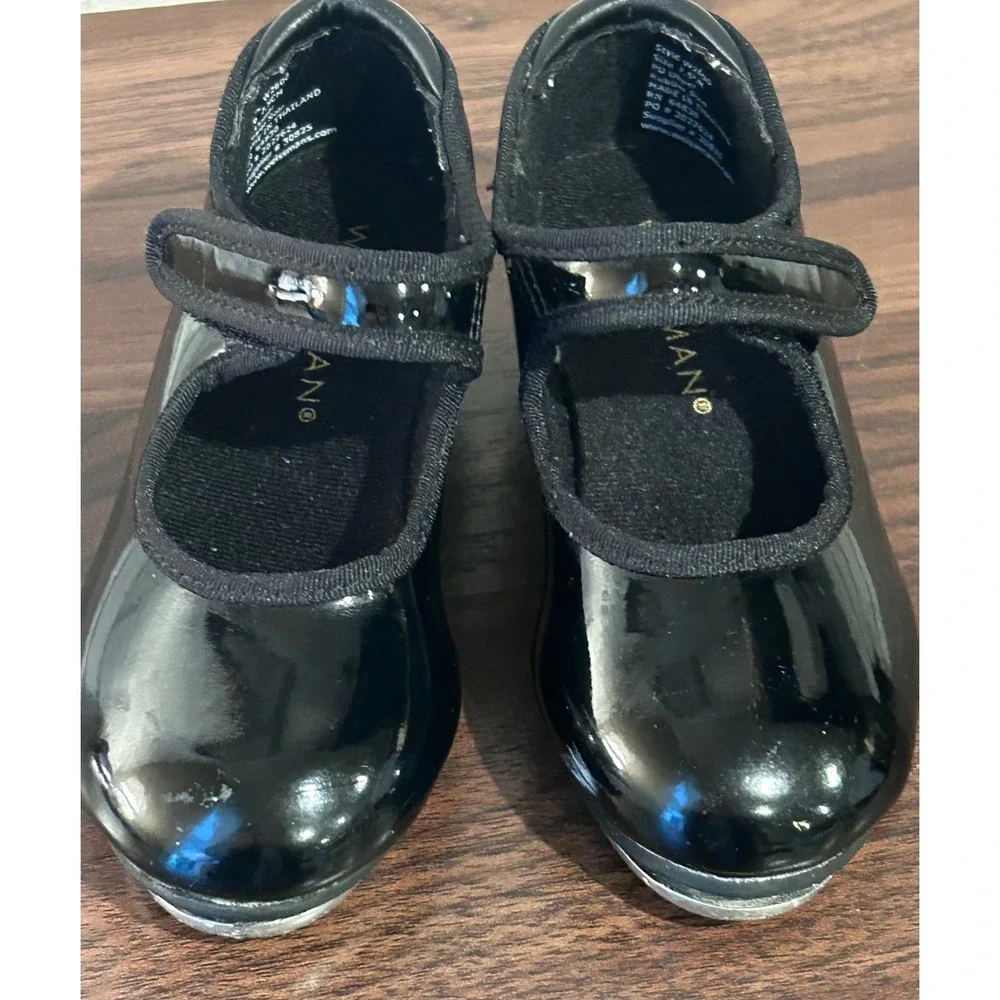 Weissman W2600 Kids Black Patent Tap Shoes Mary‎ Jane Dance Size 7.5CM Recital